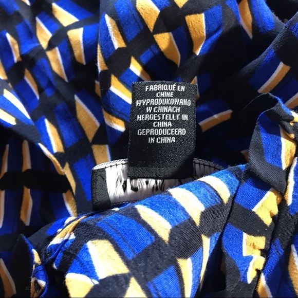 Rachel Zoe Small‎ Rayon Viscose Geometric Blouson Sleeve Smocked Cuff Top Office - Picture 6 of 10